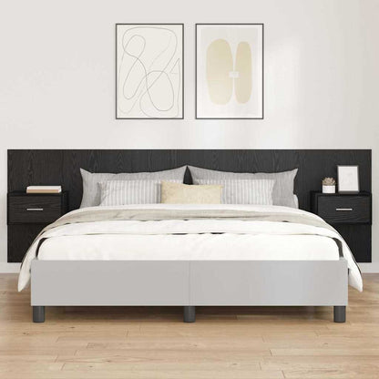Headboard with Cabinet 3 pcs Black Oak Engineered Wood
