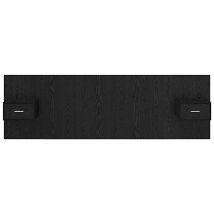 Headboard with Cabinet 3 pcs Black Oak Engineered Wood