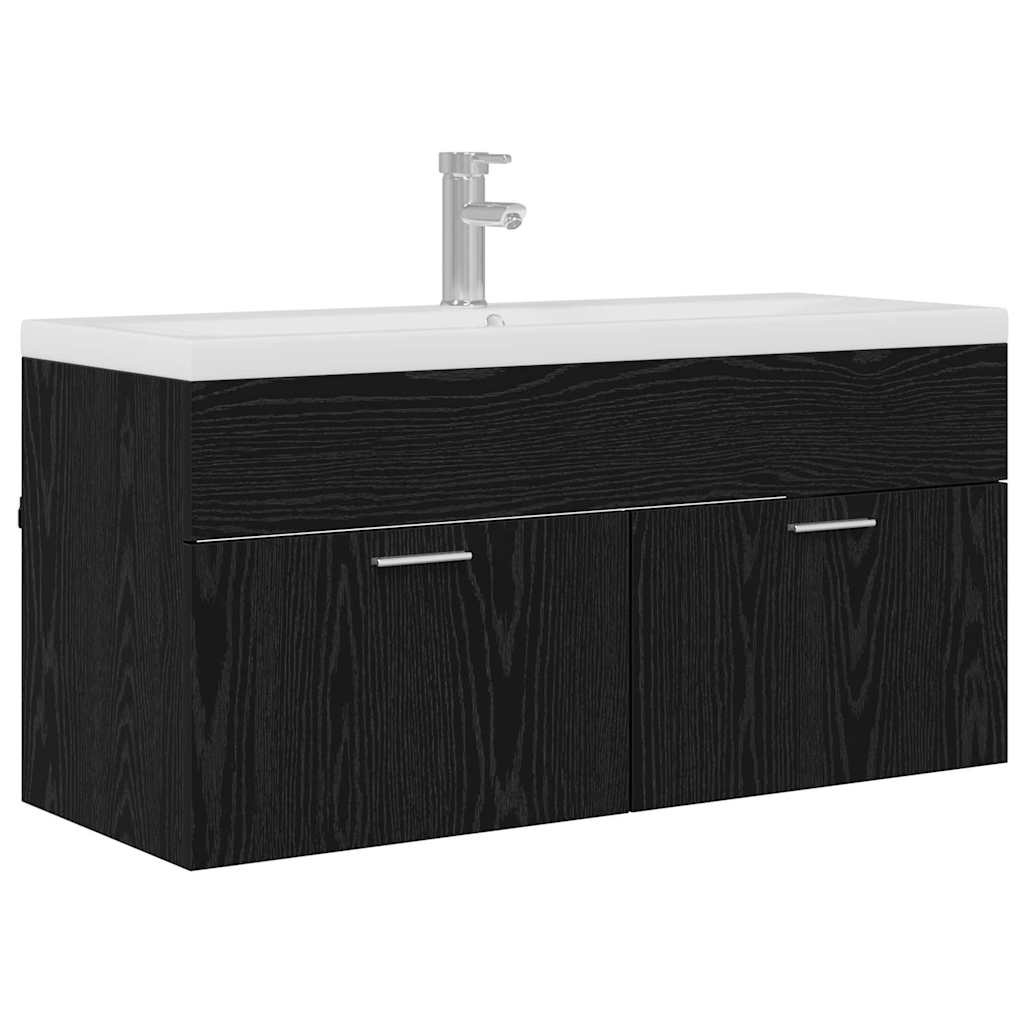 Bathroom Cabinet Black Oak 100 x 38.5 x 46 cm Engineered Wood