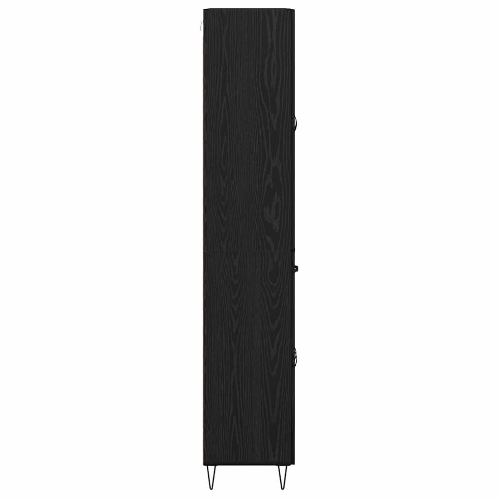 Highboard with Drawer 2 pcs Black Oak Engineered Wood and Glass