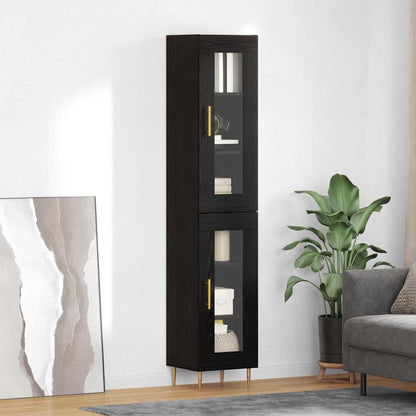 Highboard 2 pcs Black Oak Glass