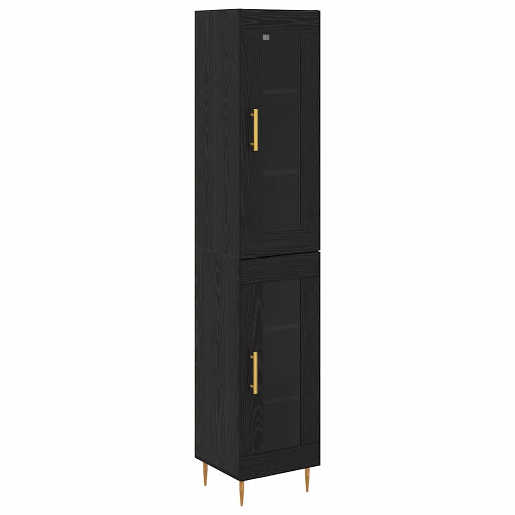 Highboard 2 pcs Black Oak Glass