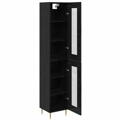 Highboard 2 pcs Black Oak Glass