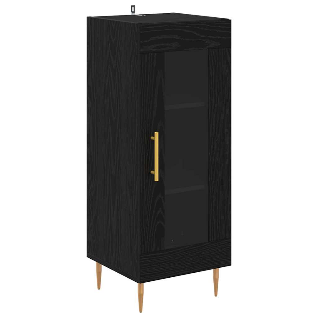 Highboard 2 pcs Black Oak Glass