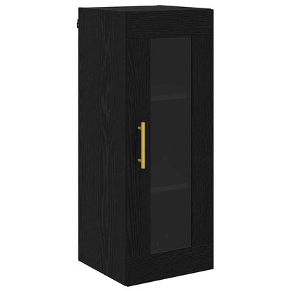 Highboard 2 pcs Black Oak Glass