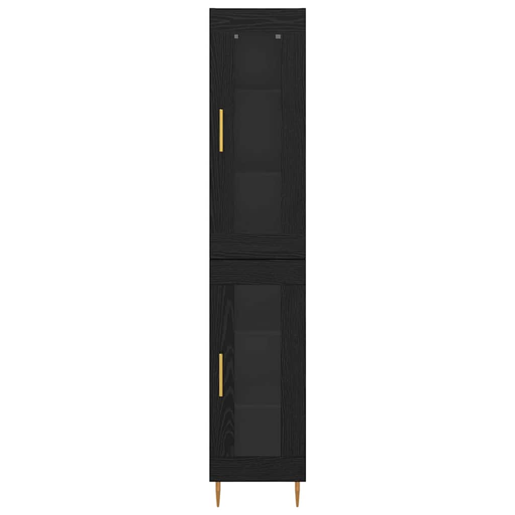 Highboard 2 pcs Black Oak Glass