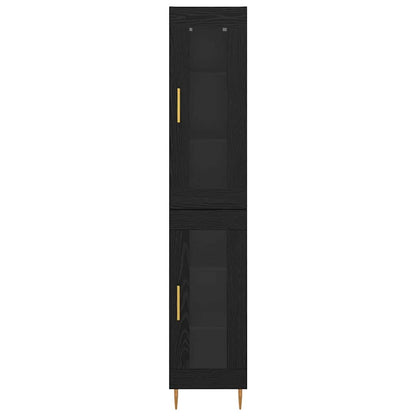 Highboard 2 pcs Black Oak Glass