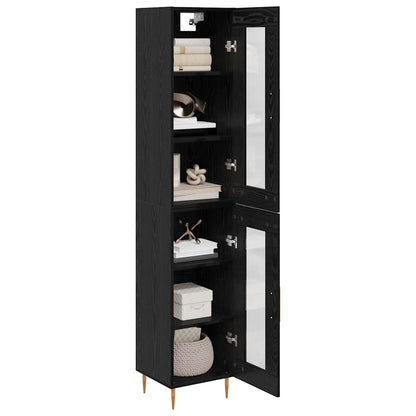 Highboard 2 pcs Black Oak Glass