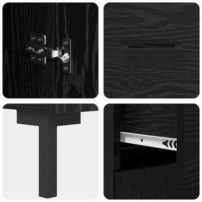 Highboard with Drawer 2 pcs Black Oak Engineered Wood