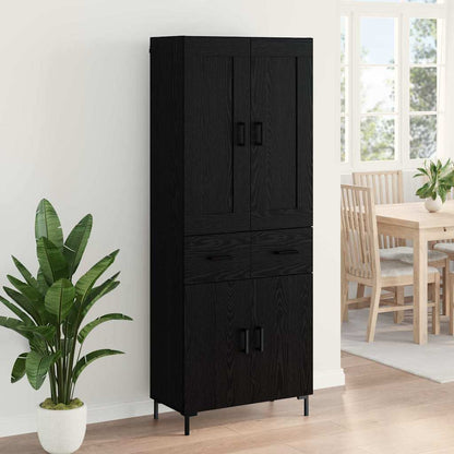 Highboard with Drawer 2 pcs Black Oak Engineered Wood