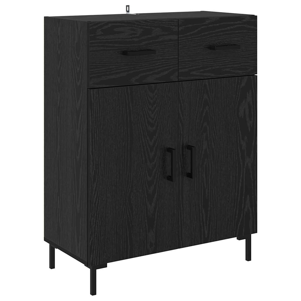 Highboard with Drawer 2 pcs Black Oak Engineered Wood