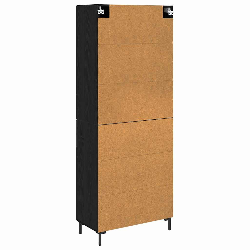 Highboard with Drawer 2 pcs Black Oak Engineered Wood