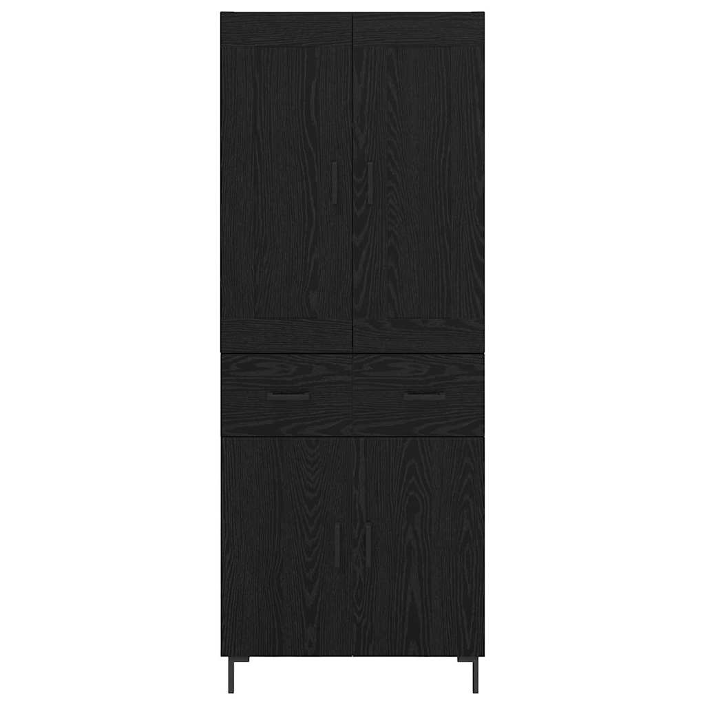 Highboard with Drawer 2 pcs Black Oak Engineered Wood