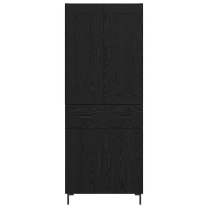 Highboard with Drawer 2 pcs Black Oak Engineered Wood