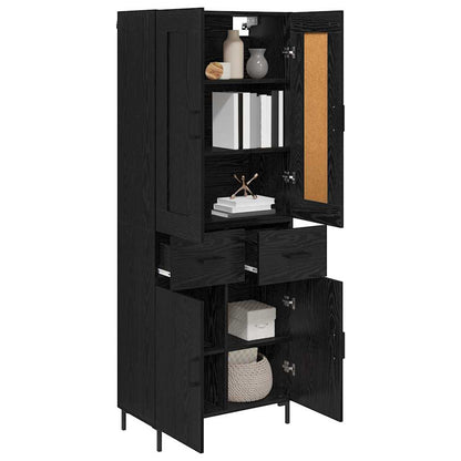 Highboard with Drawer 2 pcs Black Oak Engineered Wood