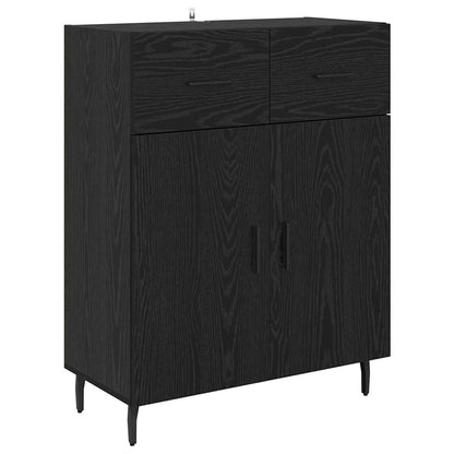 Highboard with Drawer 2 pcs Black oak Engineered Wood and Glass