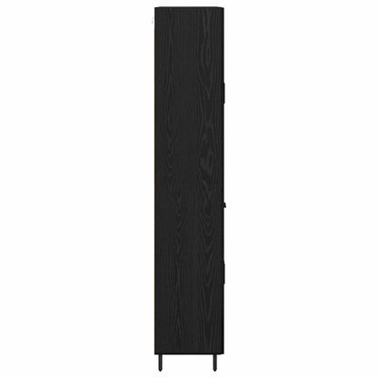 Highboard with Drawer 2 pcs Black oak Engineered Wood and Glass