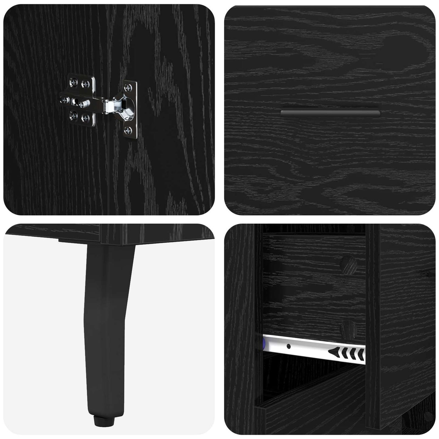 Highboard with Drawer 2 pcs Black Oak Engineered Wood