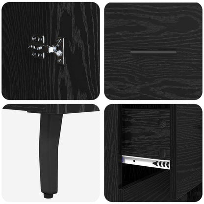 Highboard with Drawer 2 pcs Black Oak Engineered Wood