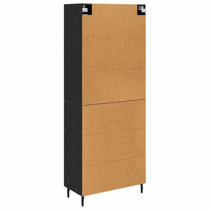 Highboard with Drawer 2 pcs Black Oak Engineered Wood