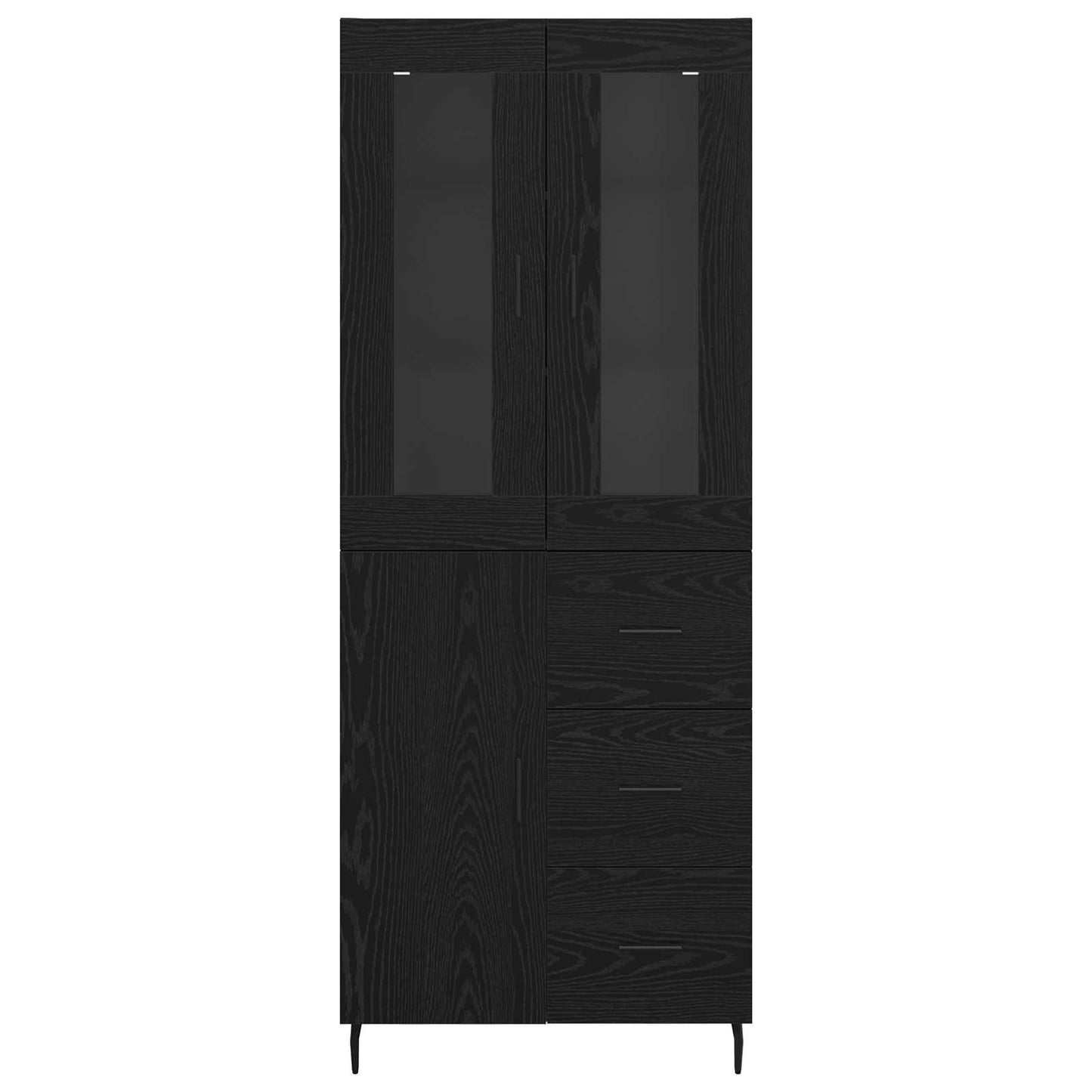 Highboard with Drawer 2 pcs Black Oak Engineered Wood