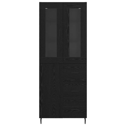 Highboard with Drawer 2 pcs Black Oak Engineered Wood