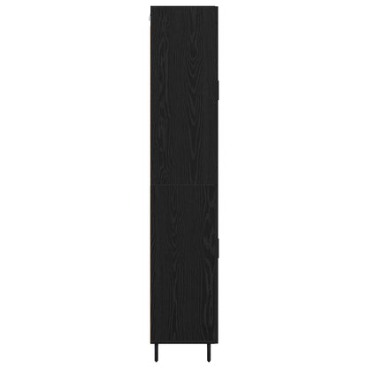 Highboard with Drawer 2 pcs Black Oak Engineered Wood