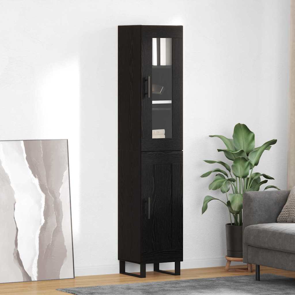 Highboard Black Oak 34.5 x 34 x 180 cm Engineered Wood
