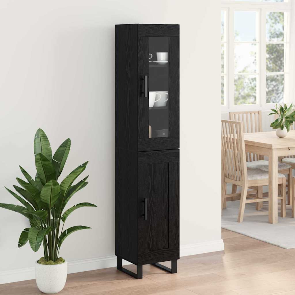 Highboard Black Oak 34.5 x 34 x 180 cm Engineered Wood