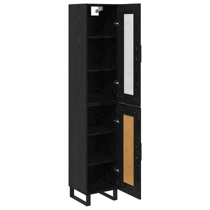 Highboard Black Oak 34.5 x 34 x 180 cm Engineered Wood