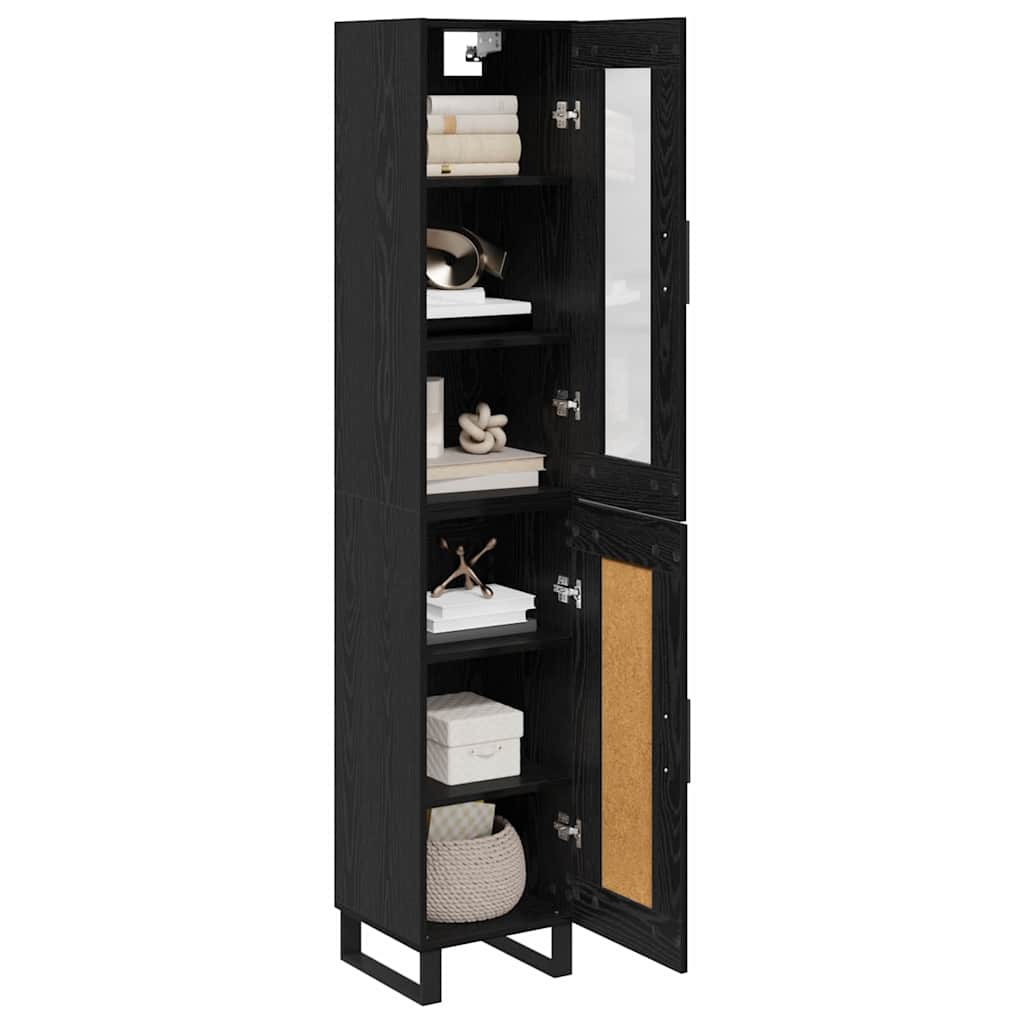 Highboard Black Oak 34.5 x 34 x 180 cm Engineered Wood