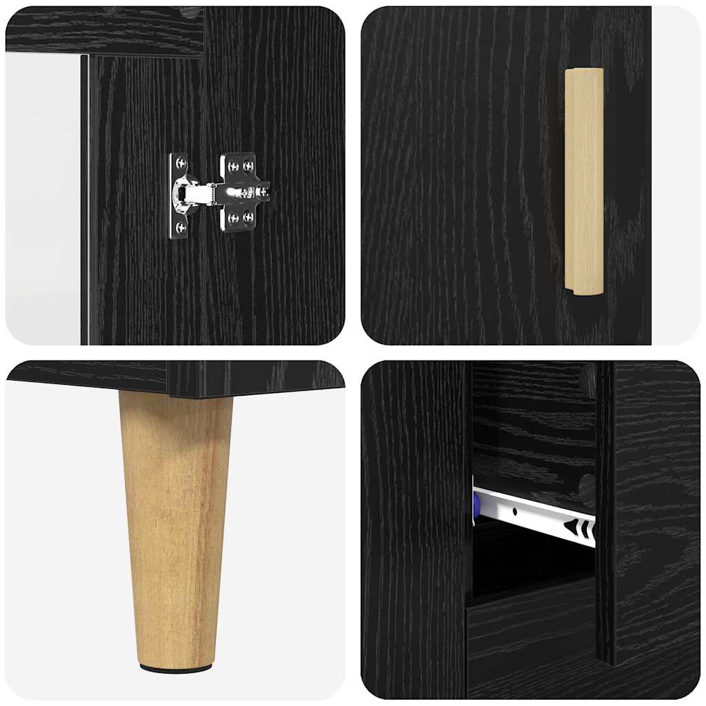 Highboard Black Oak 69.5 x 32.5 x 180 cm Engineered Wood