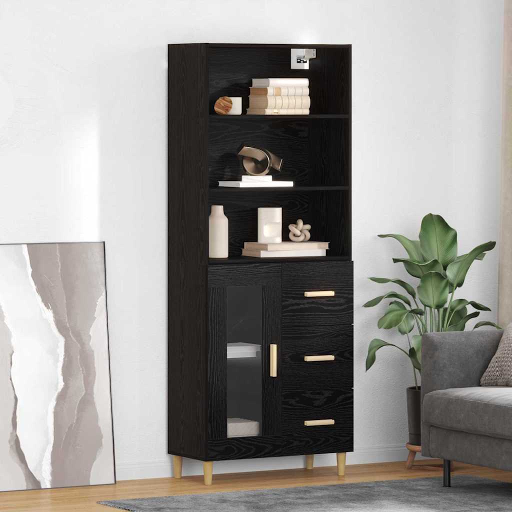 Highboard Black Oak 69.5 x 32.5 x 180 cm Engineered Wood