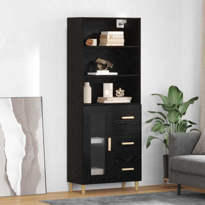 Highboard Black Oak 69.5 x 32.5 x 180 cm Engineered Wood