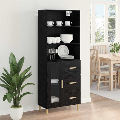 Highboard Black Oak 69.5 x 32.5 x 180 cm Engineered Wood