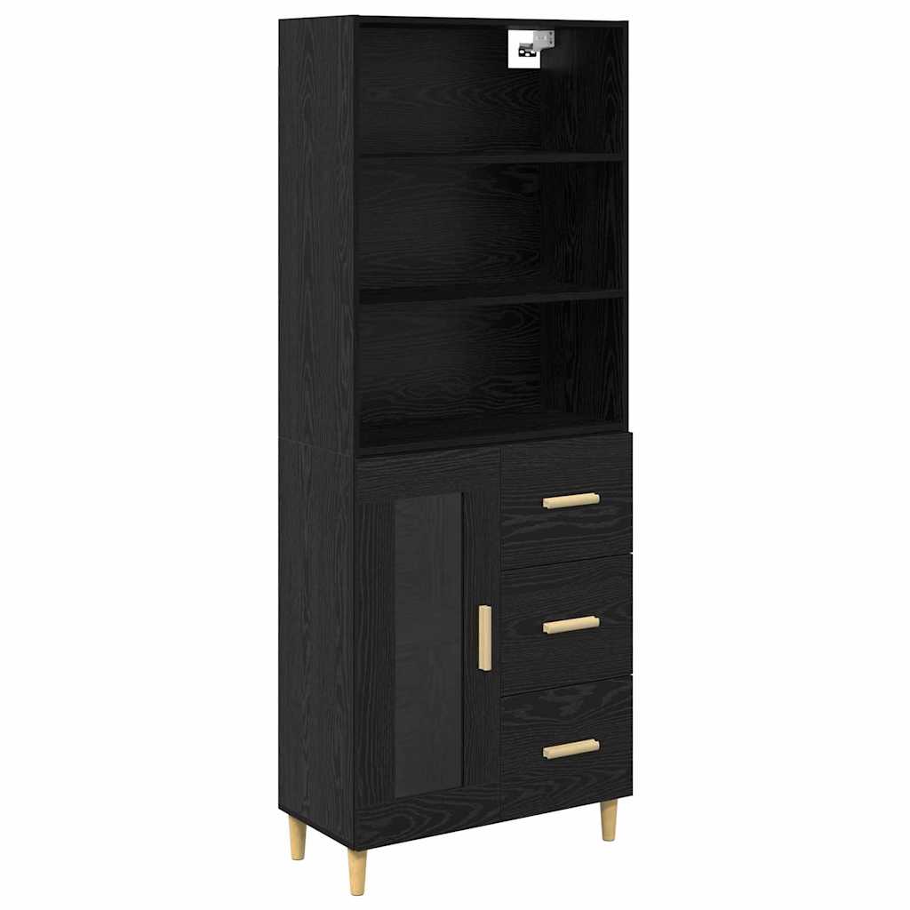 Highboard Black Oak 69.5 x 32.5 x 180 cm Engineered Wood