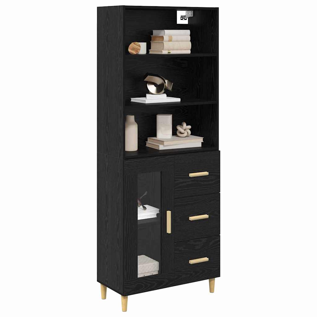 Highboard Black Oak 69.5 x 32.5 x 180 cm Engineered Wood