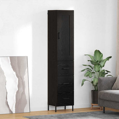 Highboard Black Oak 34.5 x 34 x 180 cm Engineered Wood