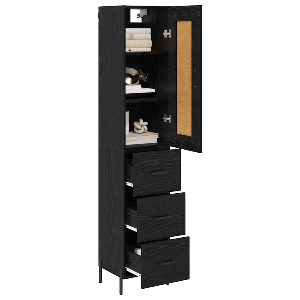 Highboard Black Oak 34.5 x 34 x 180 cm Engineered Wood