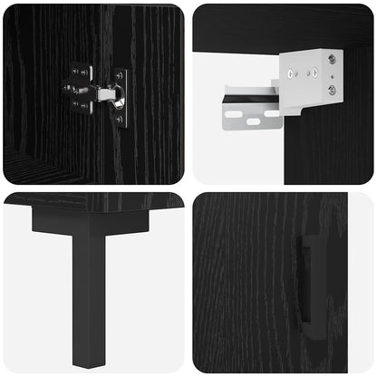 Highboard Black Oak 34.5 x 34 x 180 cm Engineered Wood