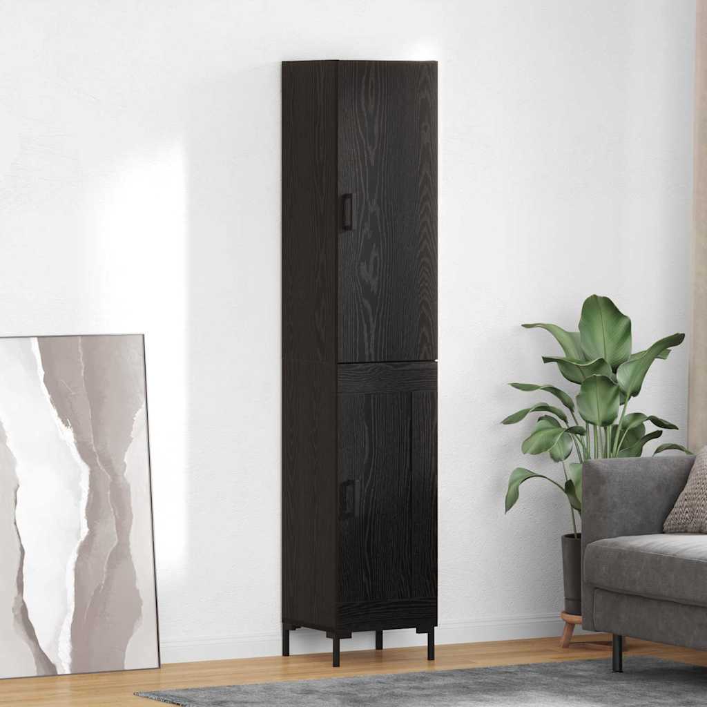 Highboard Black Oak 34.5 x 34 x 180 cm Engineered Wood
