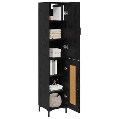Highboard Black Oak 34.5 x 34 x 180 cm Engineered Wood