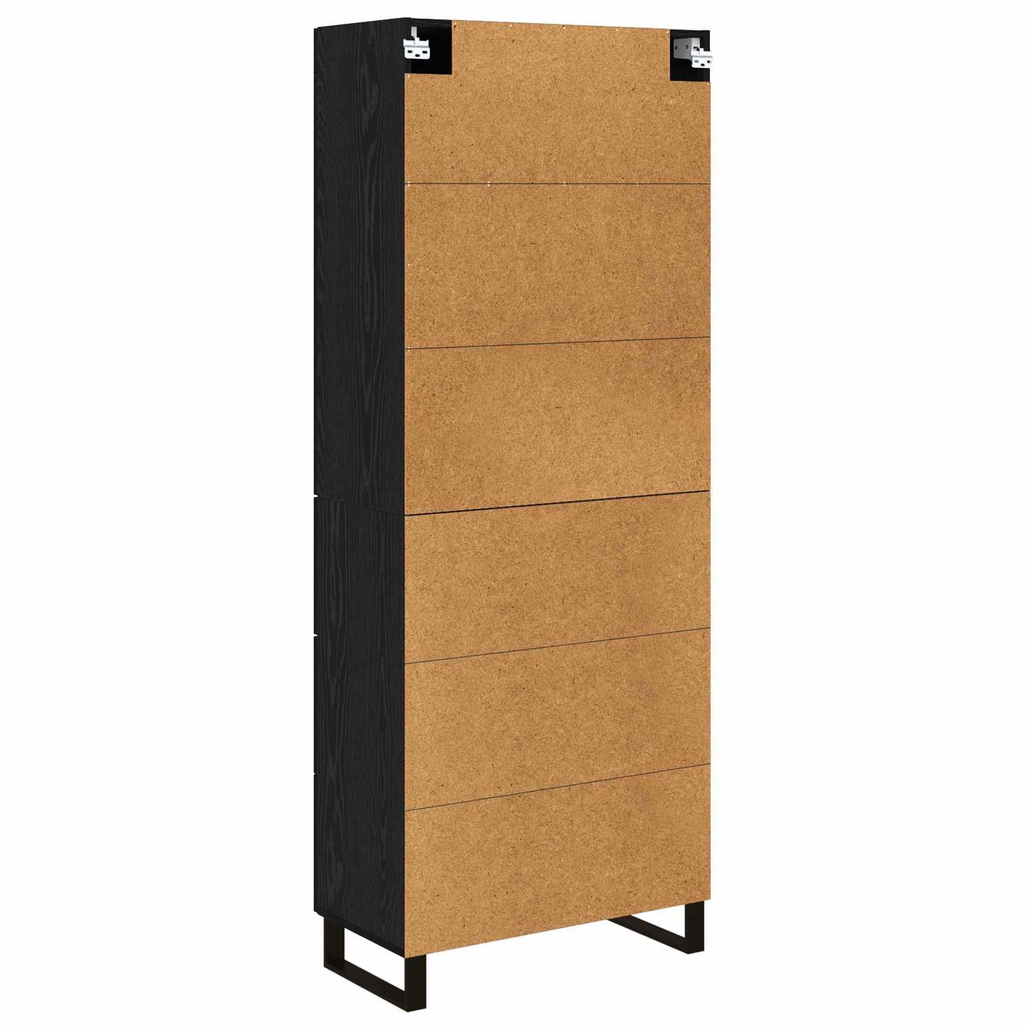 Highboard with Drawer 2 pcs Black Oak Engineered Wood and Glass