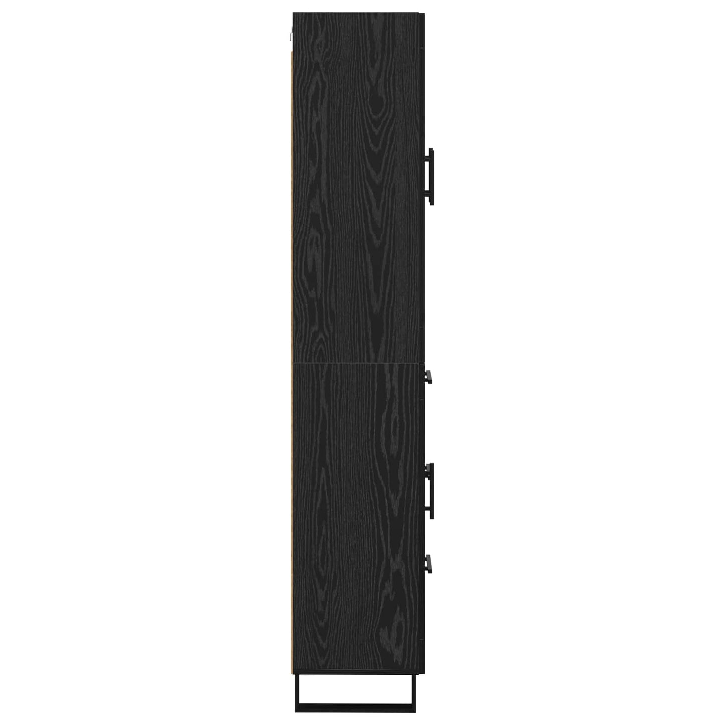 Highboard with Drawer 2 pcs Black Oak Engineered Wood and Glass