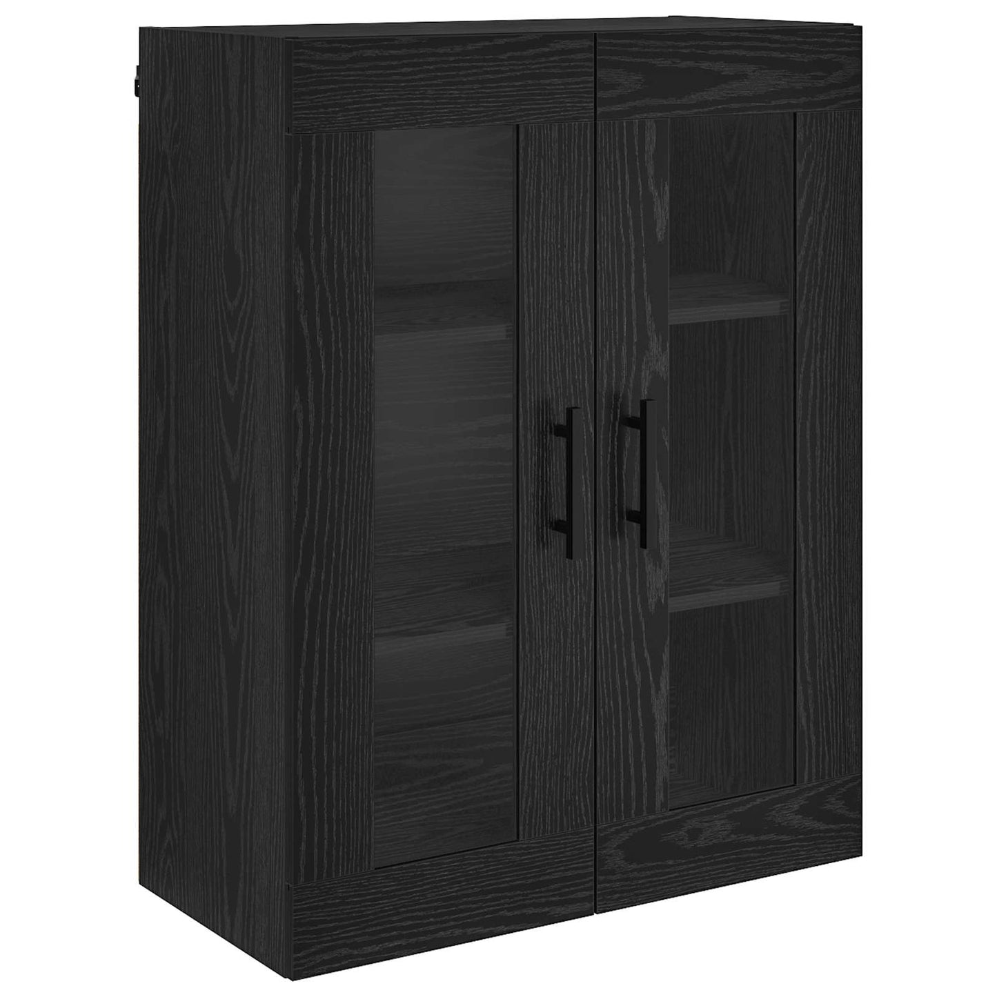 Highboard with Drawer 2 pcs Black Oak Engineered Wood and Glass