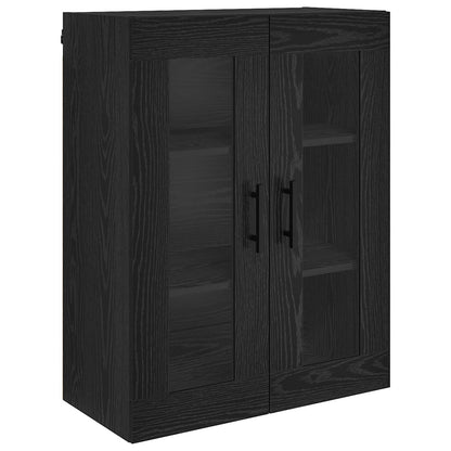 Highboard with Drawer 2 pcs Black Oak Engineered Wood and Glass