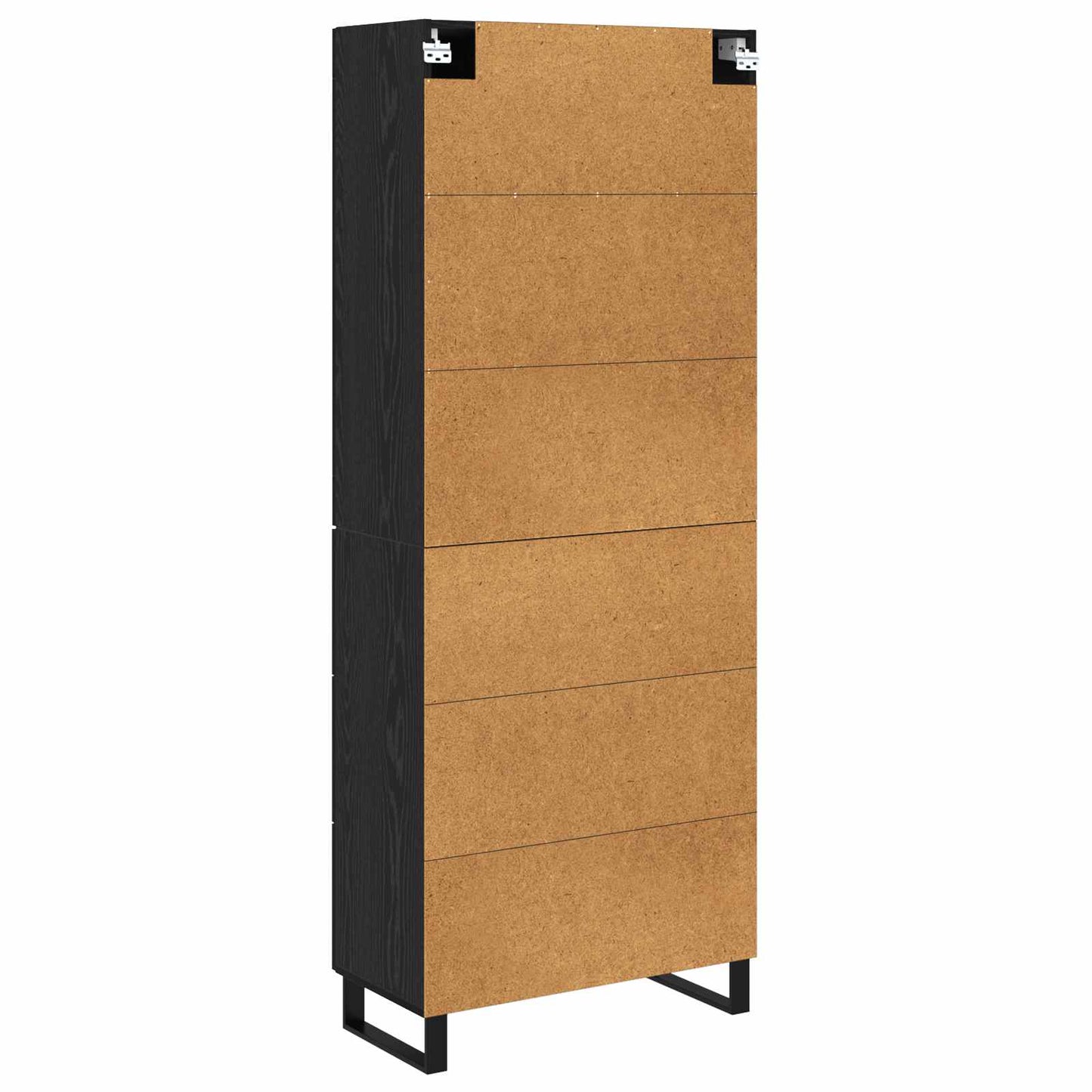 Highboard with Drawer 2 pcs Black Oak Engineered Wood and Glass