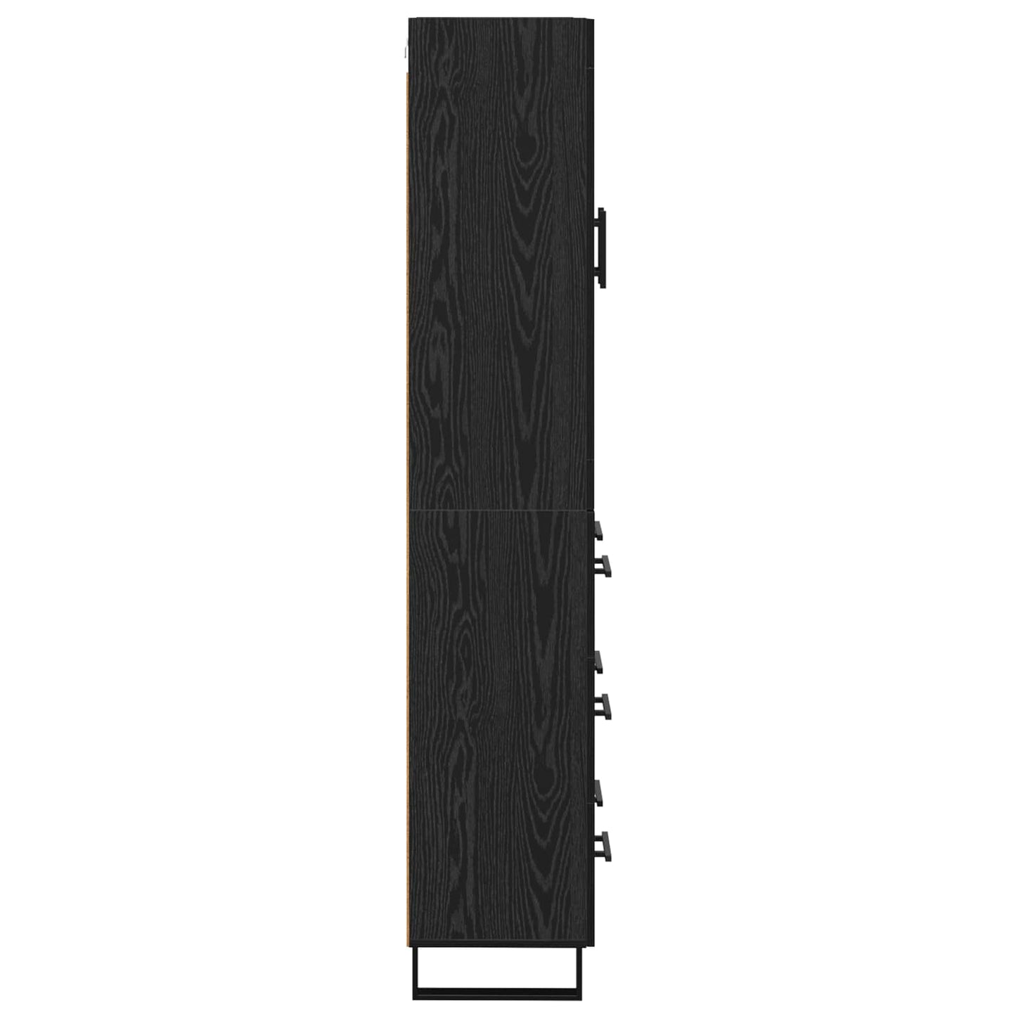 Highboard with Drawer 2 pcs Black Oak Engineered Wood and Glass