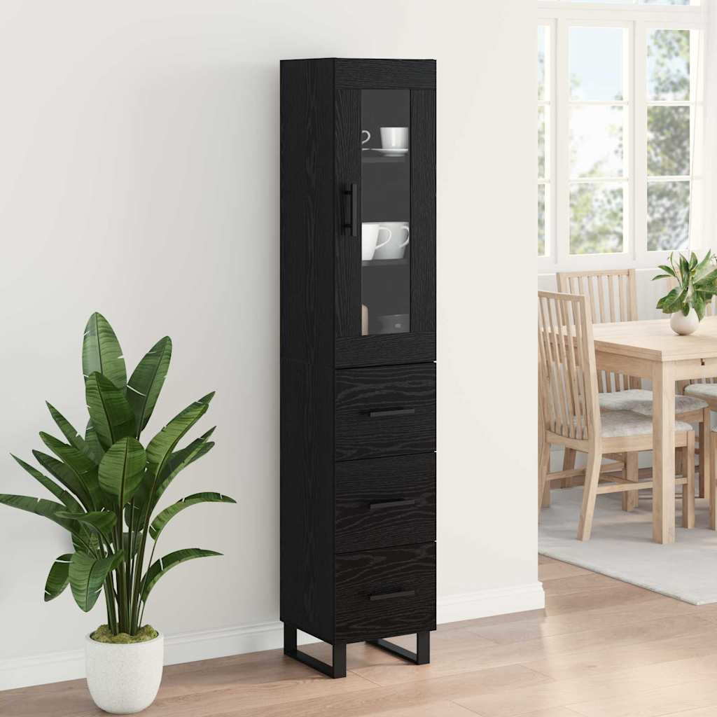 Highboard Black Oak 34.5 x 34 x 180 cm Engineered Wood