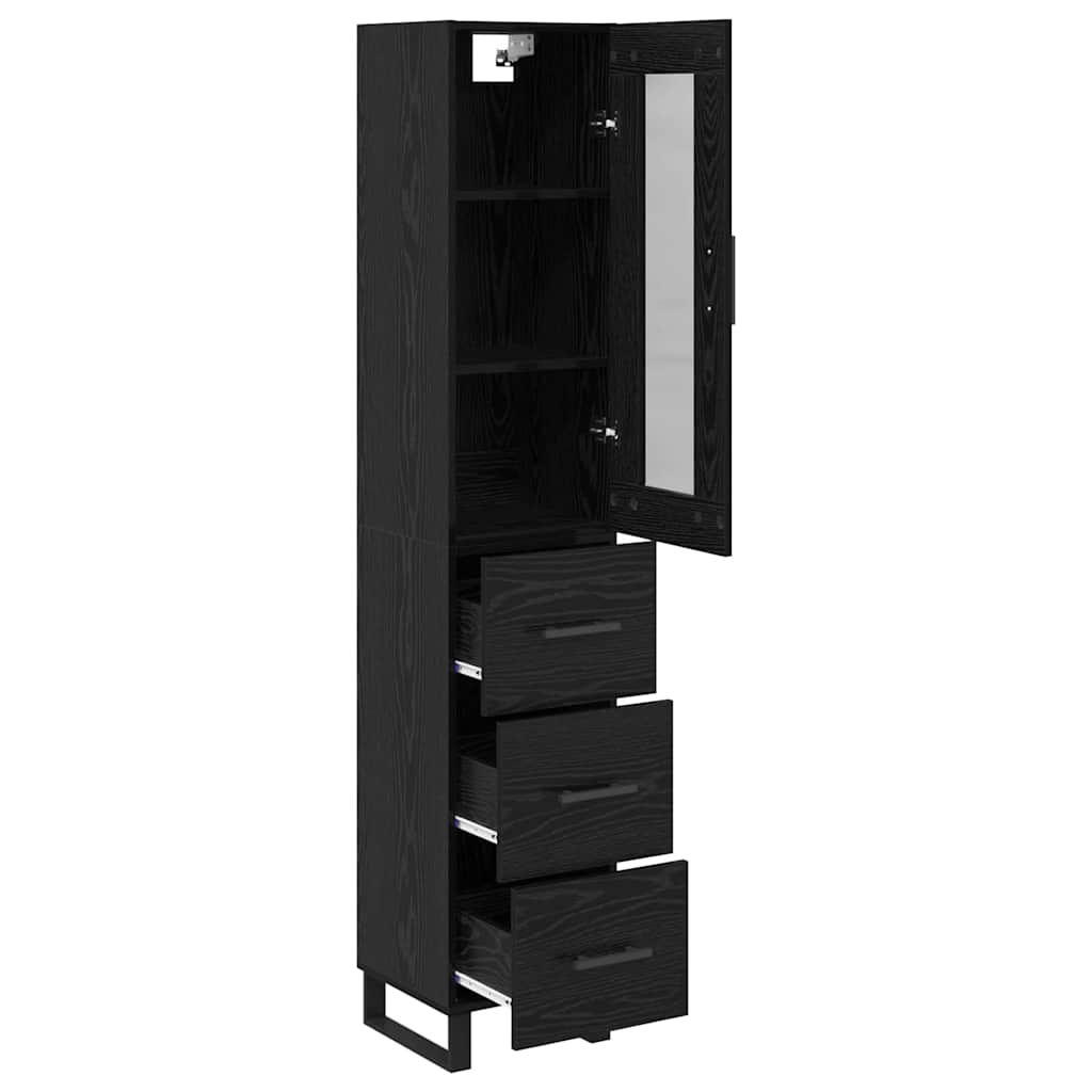 Highboard Black Oak 34.5 x 34 x 180 cm Engineered Wood